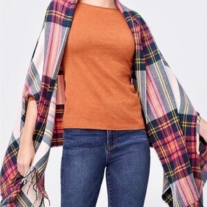 J.Crew plaid wrap blanket scarf cabin ore academia fall winter one size NWT